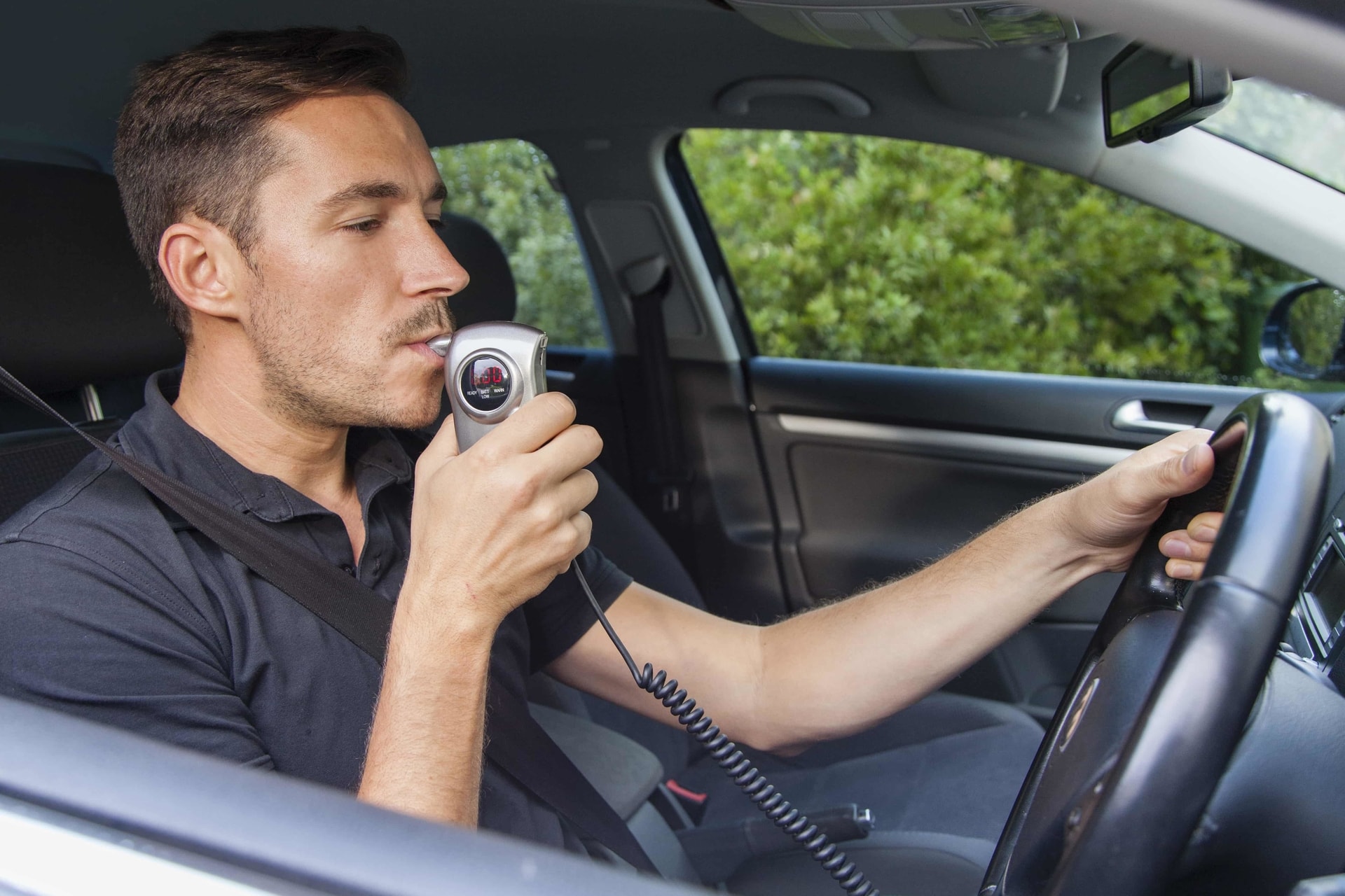 Ignition interlock with breathylizer test